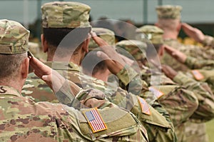 US soldier salute. US army. US troops. Military of USA