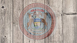 US State Michigan Seal Wooden Fence