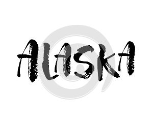 US state name, Alaska, States of the United States, vector name, isolated on white background, brush lettering, modern