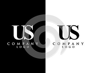 US, SU letter logo design with black and white color that can be used for creative business and company