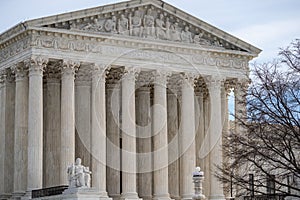 US Supreme Court Building with Blue Sky Background