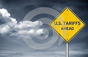 US Tariffs ahead - road sign illustration