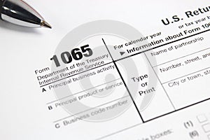 US tax form 1065 on table