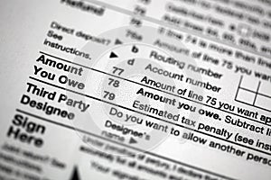US Tax forms focused on the Amount You Owe