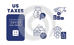 US taxes black solid desktop icons pack