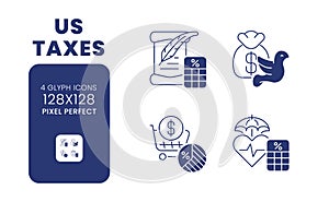 US taxes black solid desktop icons pack