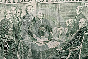 US two dollar bill. back side