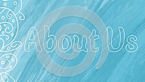 About us wobble text blue abstract background