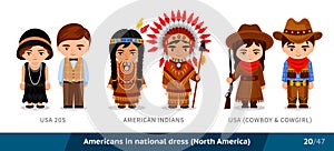 USA 20s, American Indians, USA, cowboy and cowgirl. Men and women in national dress.