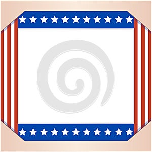 USA abstract flag Patriotic border frame.