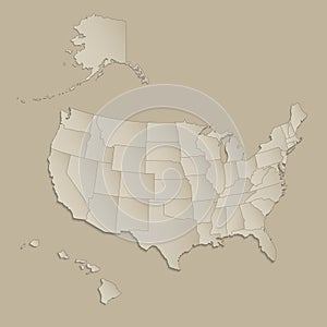 USA with Alaska and Hawaii map with individual states separated, infographics with icons blank