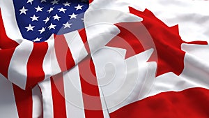 USA America Canada Flag Country Closeup 3D Rendering