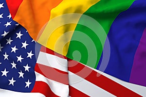 USA America Country Flag LGBT LGBTQ Transgender 3d Rendering