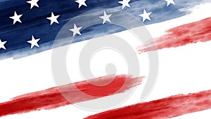 Usa or America flag background design of watercolor on white background vector illustration