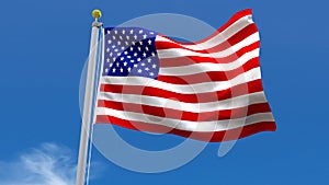 USA America Flag Country 3D Rendering in Blue Sky Background