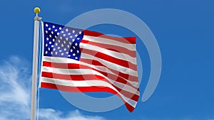 USA America Flag Country 3D Rendering in Blue Sky Background