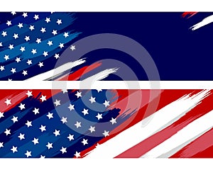 USA or american flag paintbrush on white background vector illustration