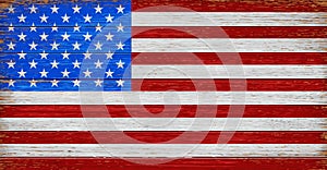 USA, American flag painted on old wood plank background