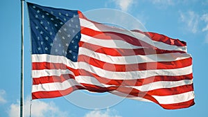 USA American Flag Waving. CLOSE UP