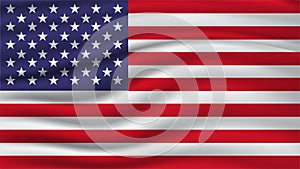 USA American flag waving - vector illustration isolated on background.