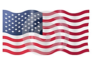USA American flag waving. Vector illustration isolated on white background.