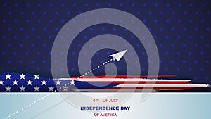 USA American wave flag Happy 4th of July background.Independence day Banner holiday in United States of America. stars template. C