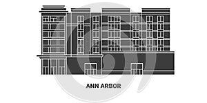Usa, Ann Arbor travel landmark vector illustration