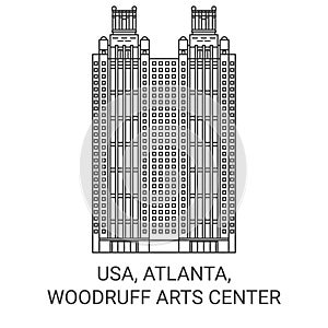 Usa, Atlanta, Woodruff Arts Center travel landmark vector illustration
