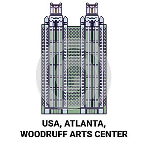 Usa, Atlanta, Woodruff Arts Center travel landmark vector illustration