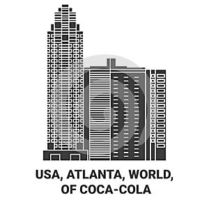 Usa, Atlanta, World, Of Cocacola travel landmark vector illustration