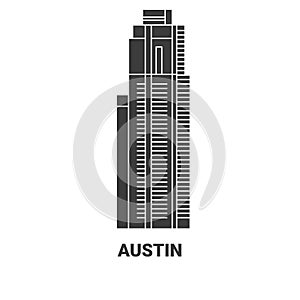 Usa, Austin travel landmark vector illustration