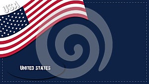 USA background with American flag in navy blue background