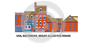 Usa, Baltimore, Edgar Allan Poe House, travel landmark vector illustration photo