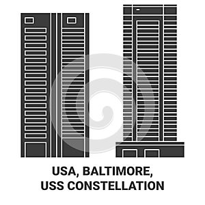 Usa, Baltimore, Uss Constellation travel landmark vector illustration