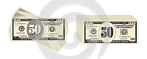 USA banking currency, cash symbol 50 dollars bill.