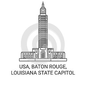 Usa, Baton Rouge, Louisiana State Capitol travel landmark vector illustration