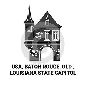 Usa, Baton Rouge, Old , Louisiana State Capitol travel landmark vector illustration