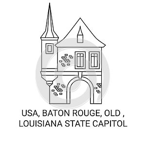 Usa, Baton Rouge, Old , Louisiana State Capitol travel landmark vector illustration