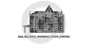 Usa, Billings, Wyoming State Capitol, travel landmark vector illustration photo