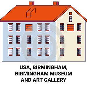 Usa, Birmingham, Birmingham Museum And Art Gallery travel landmark vector illustration