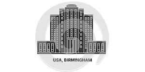 Usa, Birmingham, travel landmark vector illustration