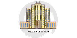 Usa, Birmingham, travel landmark vector illustration