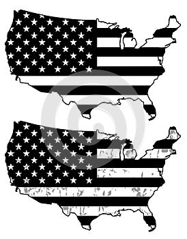 Stati Uniti d'America bianco e nero bandiere 