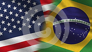 Usa Brazil Realistic Half Flags Together photo