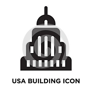 USA building icon vector isolated on white background, logo concept of USA building sign on transparent background, black filled