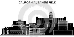 Usa, California , Bakersfield architecture vector city skyline