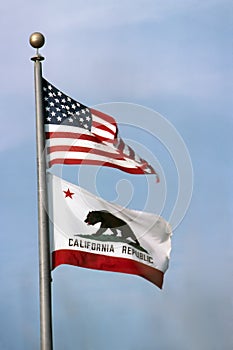 USA and California Flag