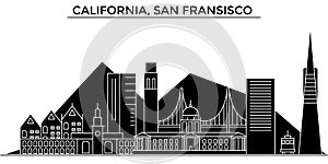 Usa, California, San Francisco architecture vector city skyline