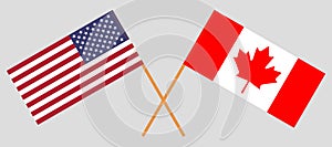 USA and Canada. American and Canadian flags. Official colors. Correct proportion. Vector
