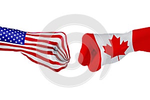 USA and Canada flag. Concept fight, business competition, conflict or sporting events